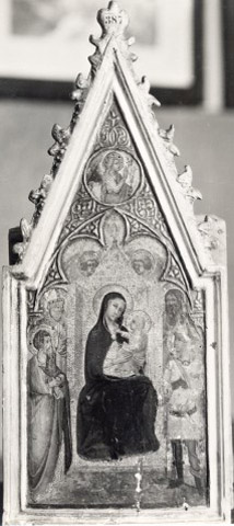 Anonimo — Anonimo senese - sec. XIV - Madonna con Bambino in trono e santi — insieme